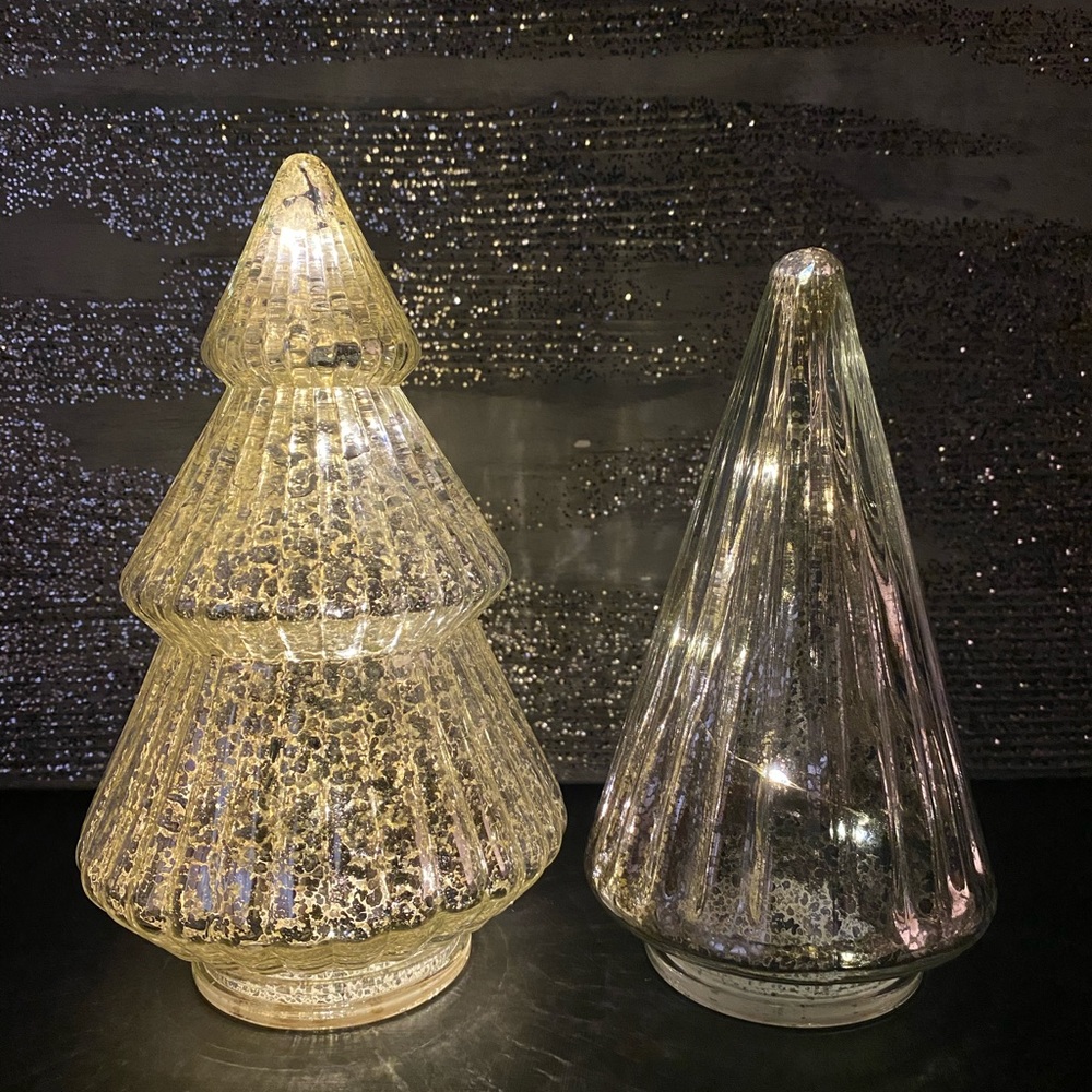 Silver Glam Mercury Glass Light Up Christmas Trees - Picture 4 of 6